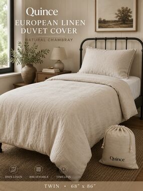Quince European Linen Duvet Cover Twin Natural Chambray NWOT